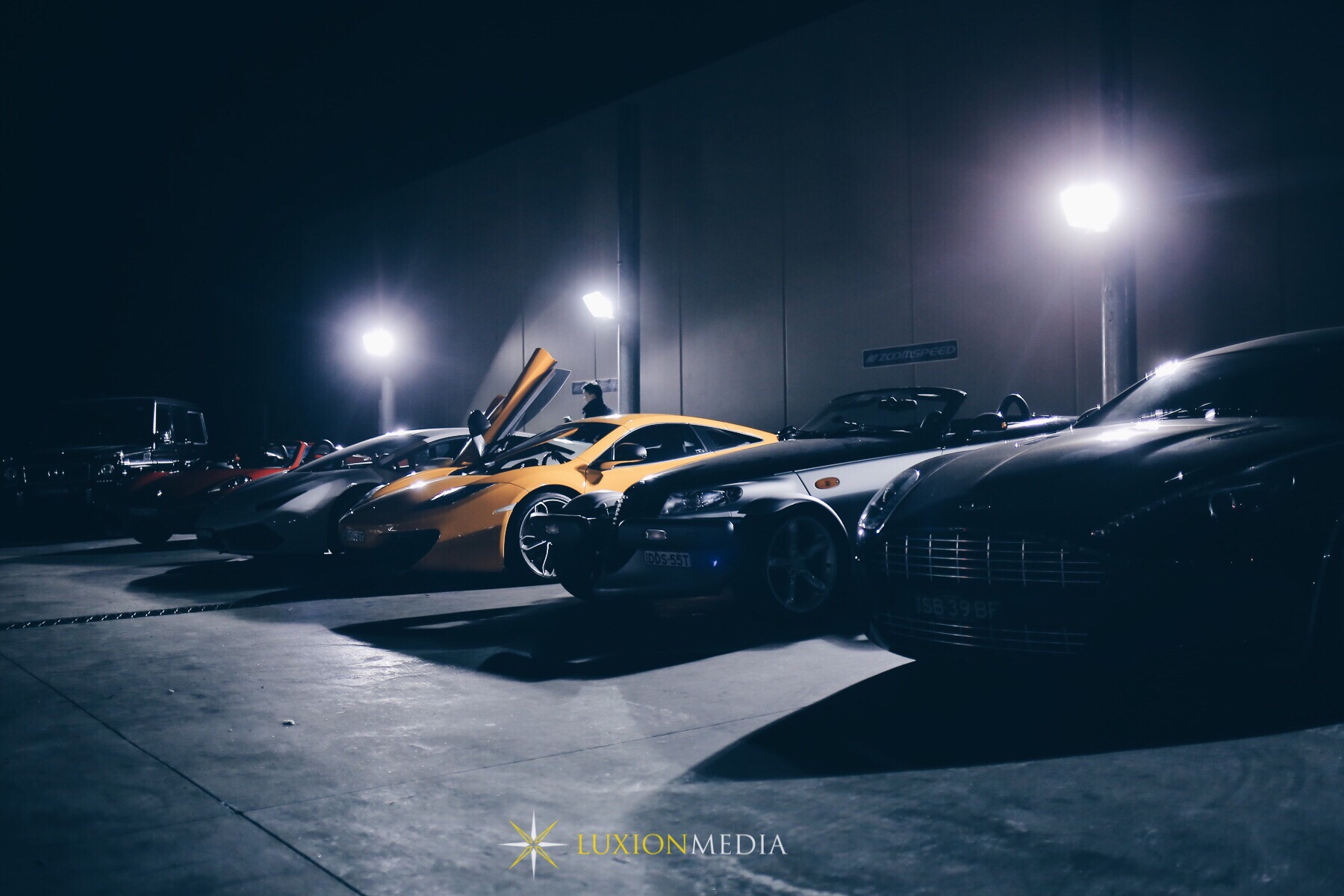 Supercars under the light